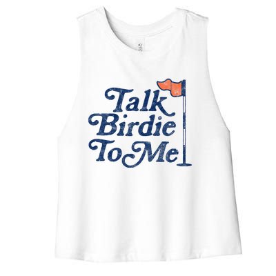 Talk Birdie To Me Funny Golfer Dad Fathers Day Golf Graphic Women's Racerback Cropped Tank