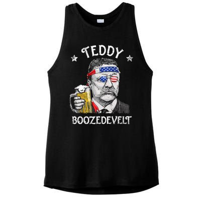 Teddy Boozedevelt Theodore Roosevelt 4th Of July American  Ladies PosiCharge Tri-Blend Wicking Tank