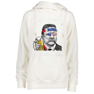 Teddy Boozedevelt Theodore Roosevelt 4th Of July American  Womens Funnel Neck Pullover Hood