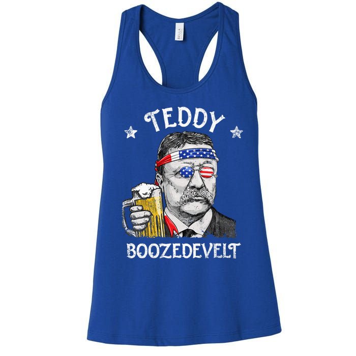 Teddy Boozedevelt Theodore Roosevelt 4th Of July American  Women's Racerback Tank