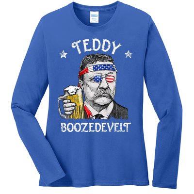 Teddy Boozedevelt Theodore Roosevelt 4th Of July American  Ladies Long Sleeve Shirt