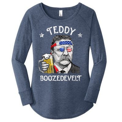 Teddy Boozedevelt Theodore Roosevelt 4th Of July American  Women's Perfect Tri Tunic Long Sleeve Shirt