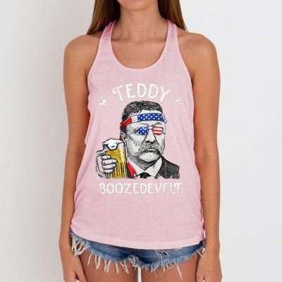 Teddy Boozedevelt Theodore Roosevelt 4th Of July American  Women's Knotted Racerback Tank