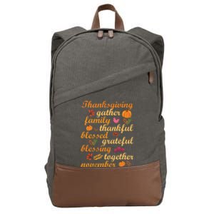 Thankful Blessings Thanksgiving Dinner Family Feast Time Great Gift Cotton Canvas Backpack