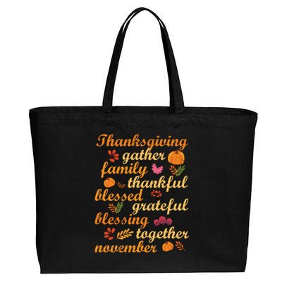 Thankful Blessings Thanksgiving Dinner Family Feast Time Great Gift Cotton Canvas Jumbo Tote