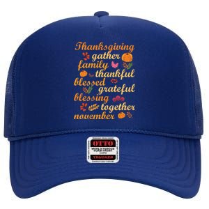 Thankful Blessings Thanksgiving Dinner Family Feast Time Great Gift High Crown Mesh Back Trucker Hat