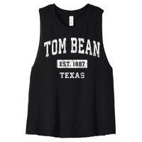 Tom Bean Texas Tx Vintage Sports Established Women's Racerback Cropped Tank