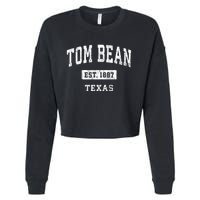 Tom Bean Texas Tx Vintage Sports Established Cropped Pullover Crew