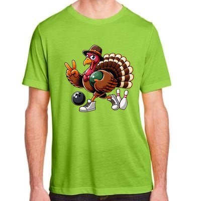 Turkey Bowling Thanksgiving Turkey Playing Bowling Turkey Adult ChromaSoft Performance T-Shirt