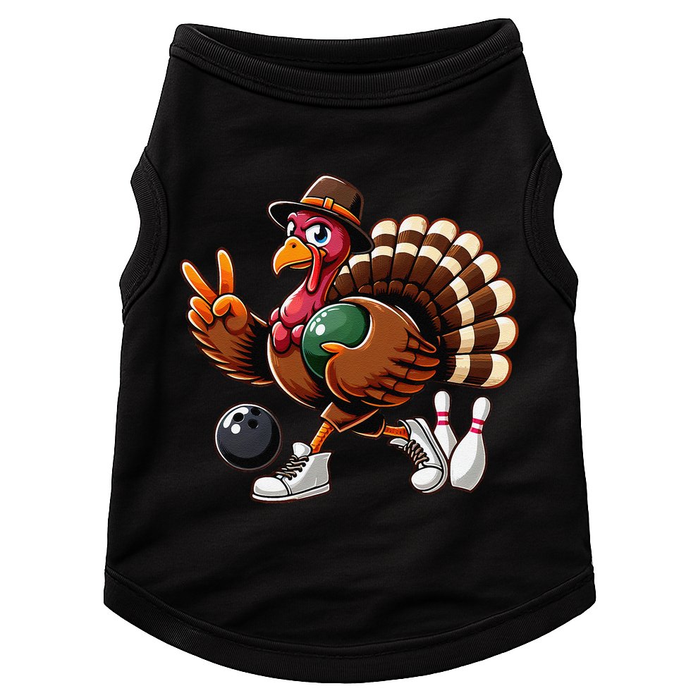 Turkey Bowling Thanksgiving Turkey Playing Bowling Turkey Doggie Tank