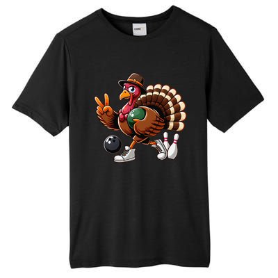 Turkey Bowling Thanksgiving Turkey Playing Bowling Turkey Tall Fusion ChromaSoft Performance T-Shirt