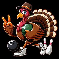 Turkey Bowling Thanksgiving Turkey Playing Bowling Turkey 16 in Basic Backpack