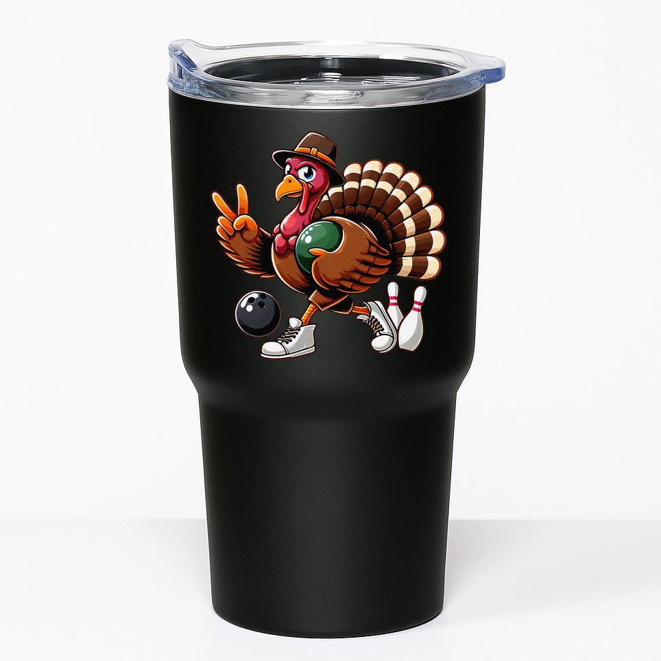 Turkey Bowling Thanksgiving Turkey Playing Bowling Turkey Tumbler