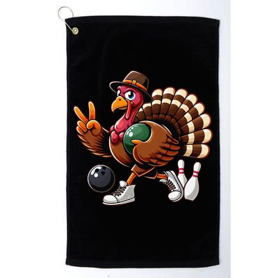 Turkey Bowling Thanksgiving Turkey Playing Bowling Turkey Golf Towel