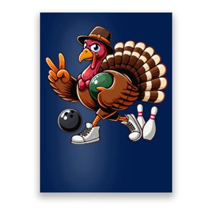 Turkey Bowling Thanksgiving Turkey Playing Bowling Turkey Poster