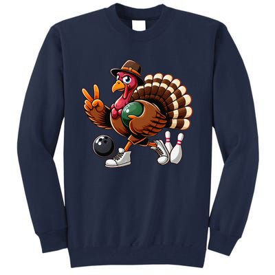 Turkey Bowling Thanksgiving Turkey Playing Bowling Turkey Tall Sweatshirt