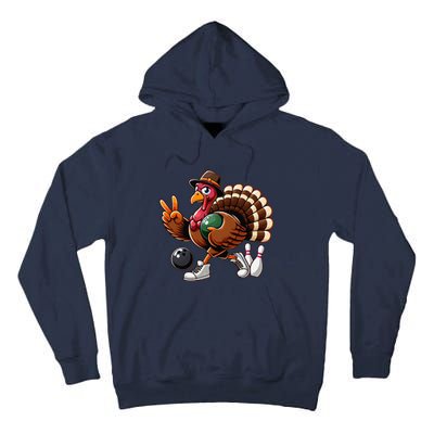 Turkey Bowling Thanksgiving Turkey Playing Bowling Turkey Tall Hoodie