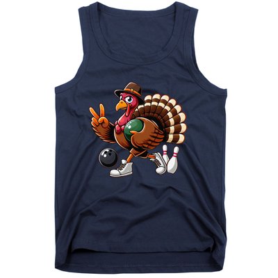 Turkey Bowling Thanksgiving Turkey Playing Bowling Turkey Tank Top