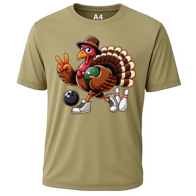 Turkey Bowling Thanksgiving Turkey Playing Bowling Turkey Performance Shirt