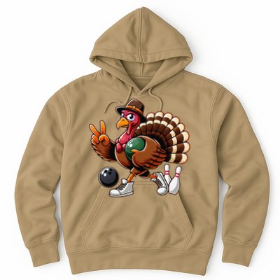 Turkey Bowling Thanksgiving Turkey Playing Bowling Turkey Hoodie