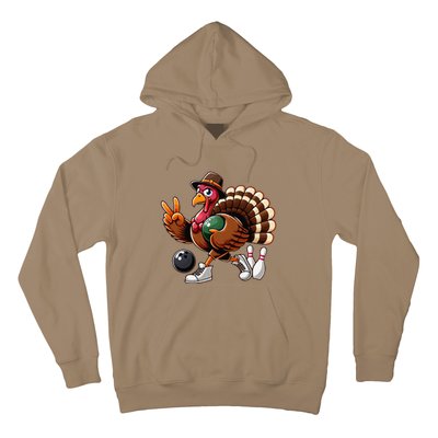 Turkey Bowling Thanksgiving Turkey Playing Bowling Turkey Hoodie