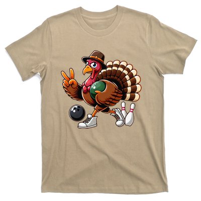 Turkey Bowling Thanksgiving Turkey Playing Bowling Turkey T-Shirt