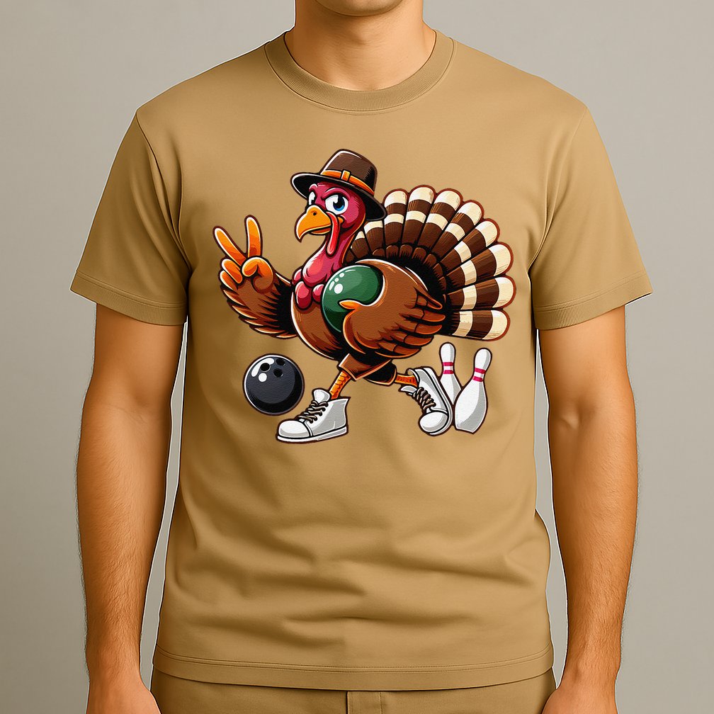 Turkey Bowling Thanksgiving Turkey Playing Bowling Turkey T-Shirt