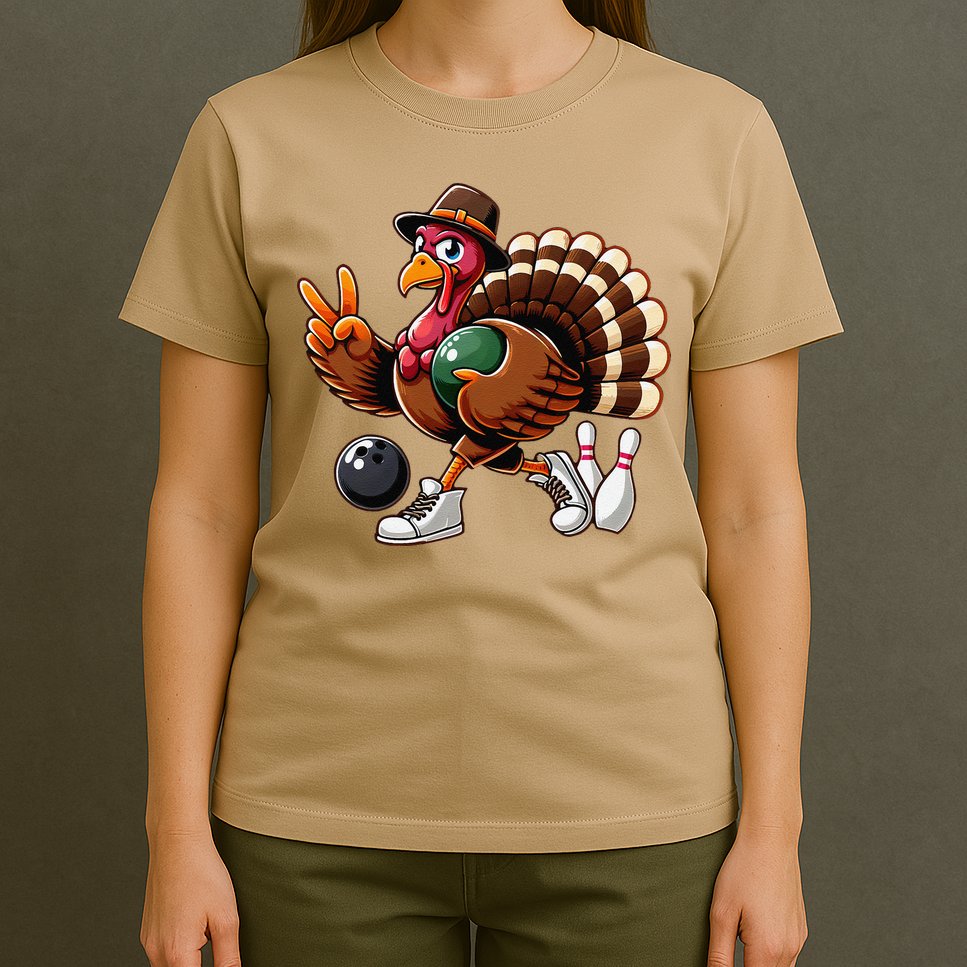 Turkey Bowling Thanksgiving Turkey Playing Bowling Turkey T-Shirt