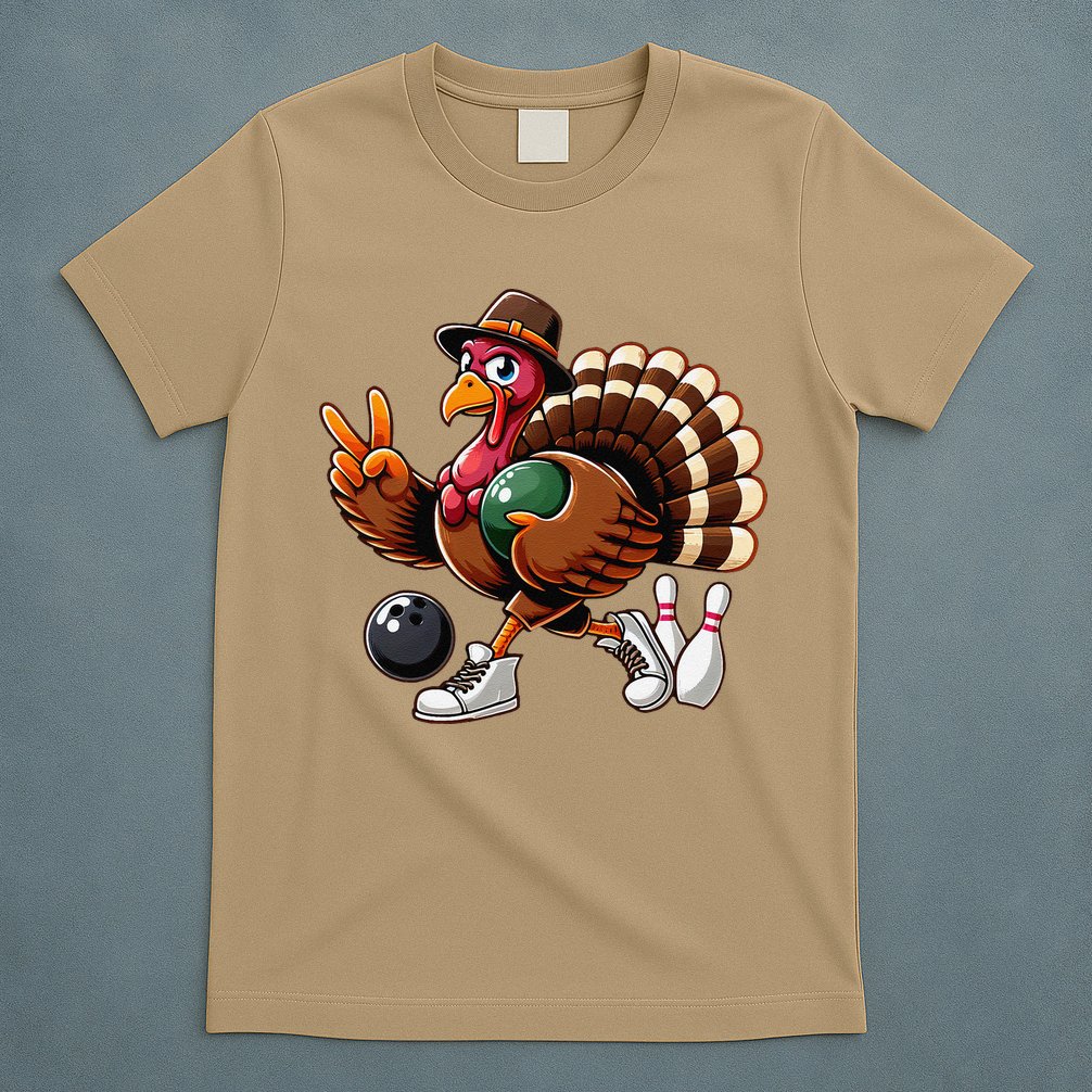 Turkey Bowling Thanksgiving Turkey Playing Bowling Turkey T-Shirt