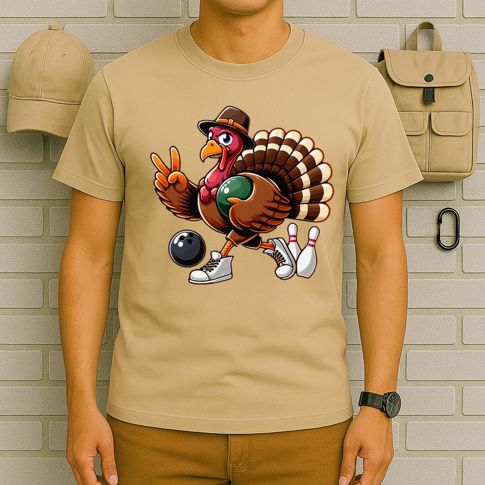 Turkey Bowling Thanksgiving Turkey Playing Bowling Turkey T-Shirt