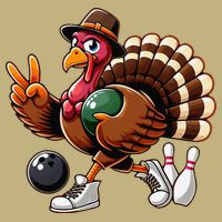 Turkey Bowling Thanksgiving Turkey Playing Bowling Turkey T-Shirt