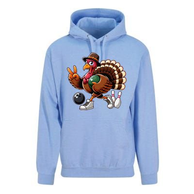 Turkey Bowling Thanksgiving Turkey Playing Bowling Turkey Unisex Surf Hoodie