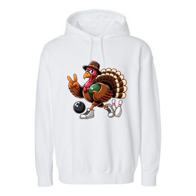 Turkey Bowling Thanksgiving Turkey Playing Bowling Turkey Garment-Dyed Fleece Hoodie