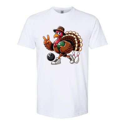 Turkey Bowling Thanksgiving Turkey Playing Bowling Turkey Softstyle CVC T-Shirt