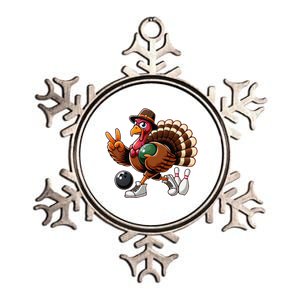 Turkey Bowling Thanksgiving Turkey Playing Bowling Turkey Metallic Star Ornament