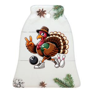 Turkey Bowling Thanksgiving Turkey Playing Bowling Turkey Ceramic Bell Ornament