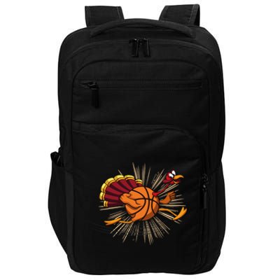 Turkey Basketball Turkey Playing Thanksgiving Player Costume Gift Impact Tech Backpack