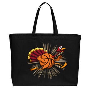 Turkey Basketball Turkey Playing Thanksgiving Player Costume Gift Cotton Canvas Jumbo Tote