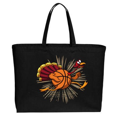 Turkey Basketball Turkey Playing Thanksgiving Player Costume Gift Cotton Canvas Jumbo Tote