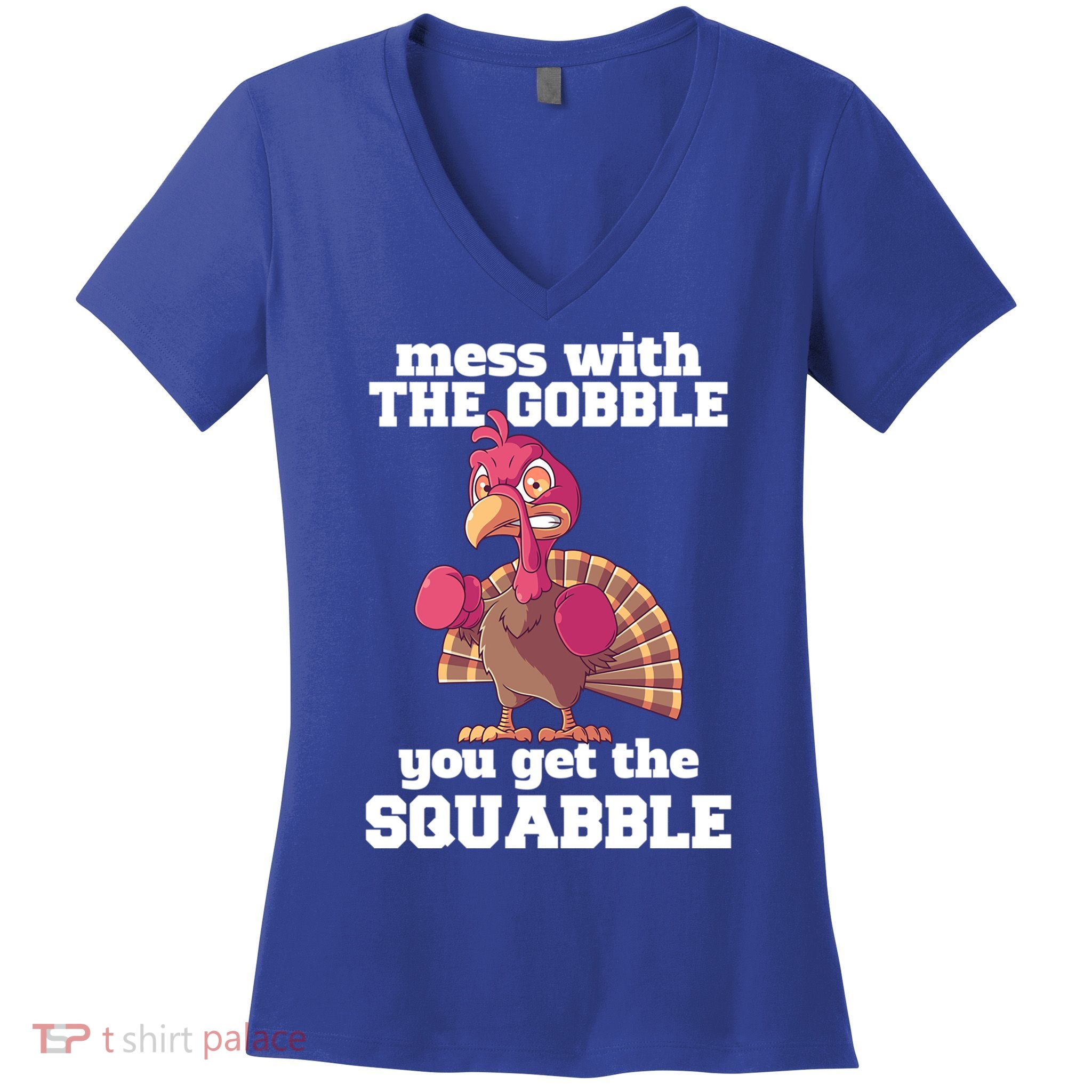 Turkey Boxing Thanksgiving Mma Kickboxing Karate Gobble Cool Gift Women's V-Neck T-Shirt