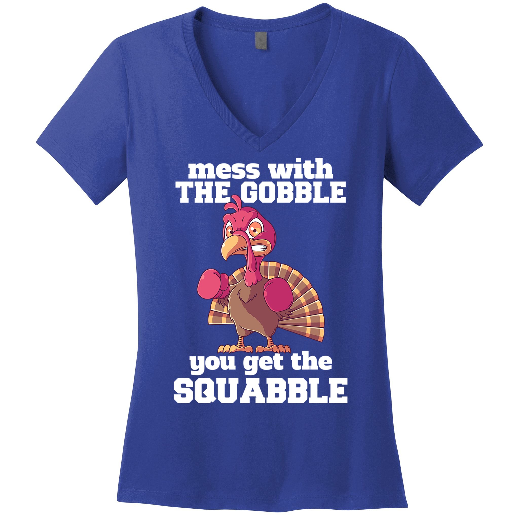 Turkey Boxing Thanksgiving Mma Kickboxing Karate Gobble Cool Gift Women's V-Neck T-Shirt