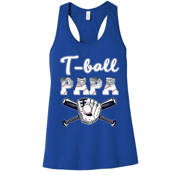 T Ball Tee Ball Papa Baseball Dad Game Day Fathers Day Gift Women's Racerback Tank