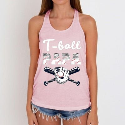 T Ball Tee Ball Papa Baseball Dad Game Day Fathers Day Gift Women's Knotted Racerback Tank