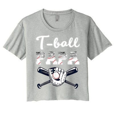 T Ball Tee Ball Papa Baseball Dad Game Day Fathers Day Gift Women's Crop Top Tee