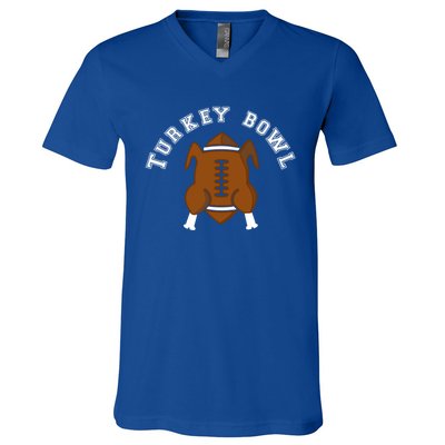 Turkey Bowl Thanksgiving Football Gift V-Neck T-Shirt