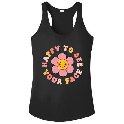 Teacher Back To School Happy To See Your Face Ladies PosiCharge Competitor Racerback Tank