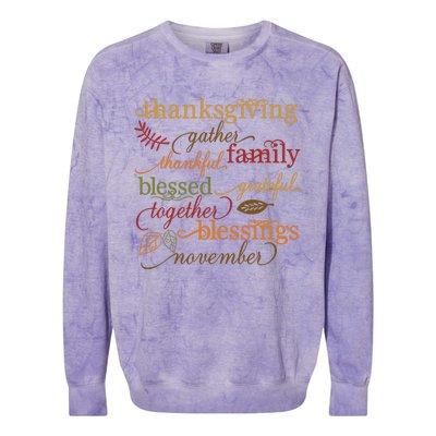 Thankful Blessings Thanksgiving Family Gather Blessing Colorblast Crewneck Sweatshirt