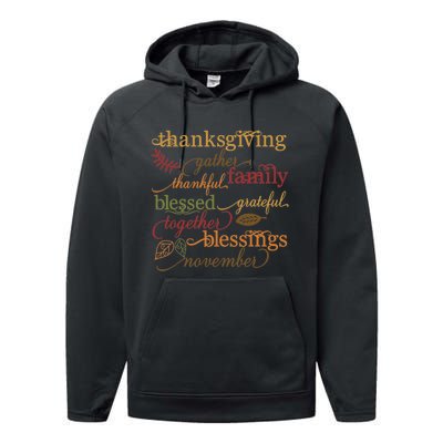 Thankful Blessings Thanksgiving Family Gather Blessing Performance Fleece Hoodie