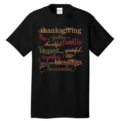 Thankful Blessings Thanksgiving Family Gather Blessing Tall T-Shirt