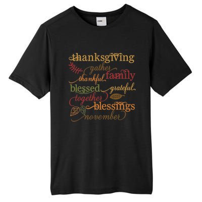 Thankful Blessings Thanksgiving Family Gather Blessing Tall Fusion ChromaSoft Performance T-Shirt